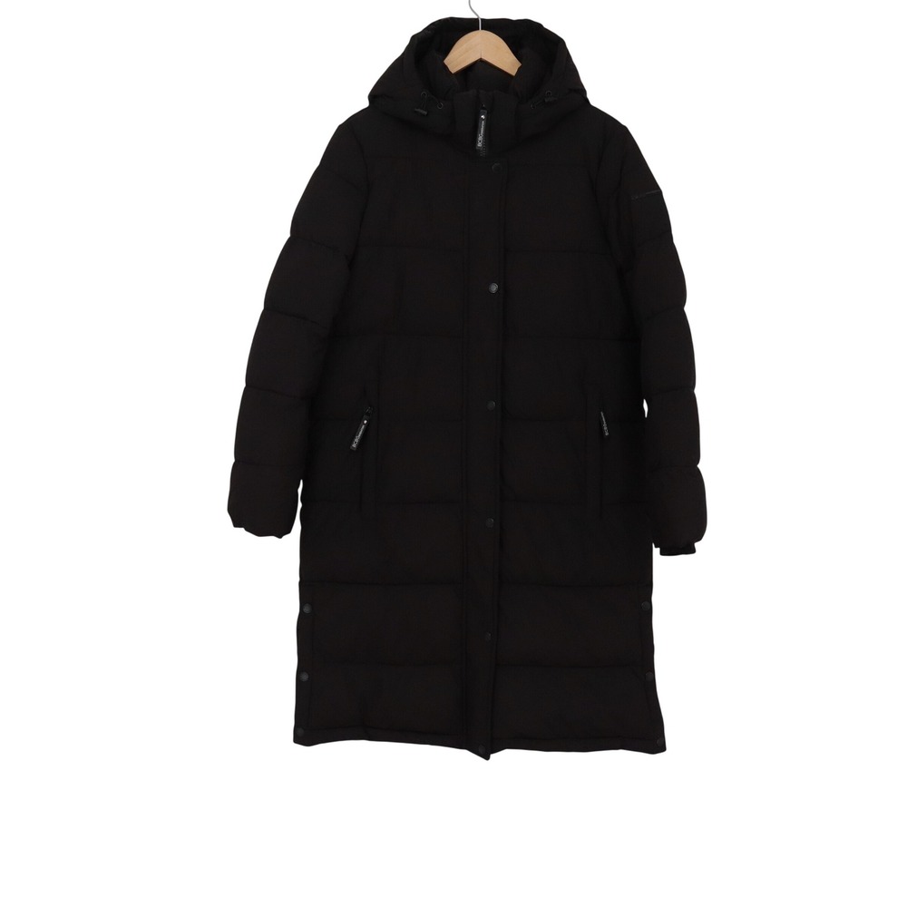 BCBGeneration Puffer Coat Womens M Longline Black Eco Friendly Fill Excellent
